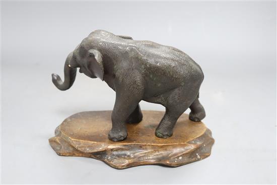A Japanese bronze elephant, Meiji period, seal mark